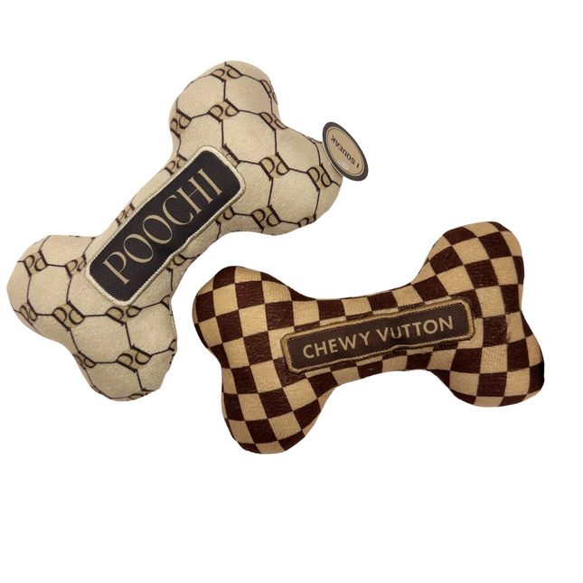 Designer Bone Squeaky Plush Dog Toy
