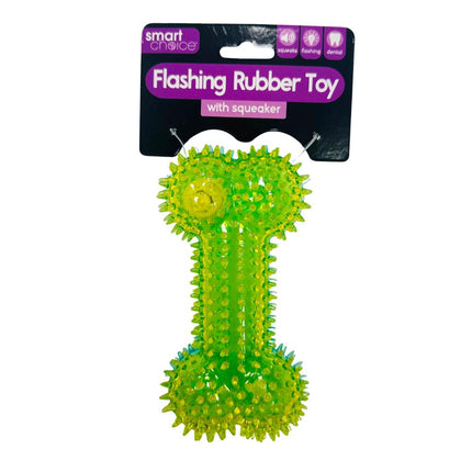 Flashing Squeaky Rubber Bone Dental Dog And Puppy Chew Toy in Various Colours