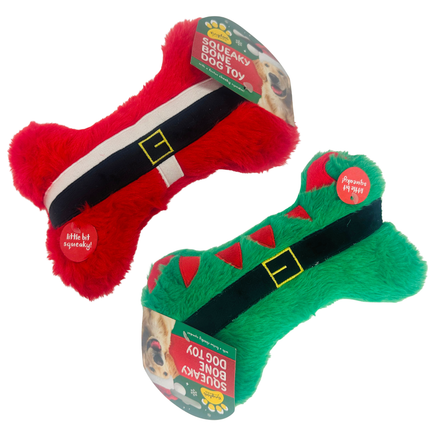 Festive Christmas Bone Dog Toy