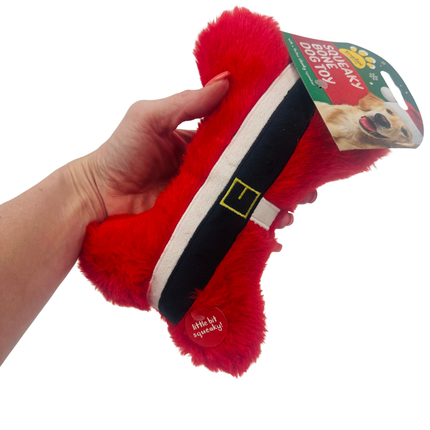 Festive Christmas Bone Dog Toy