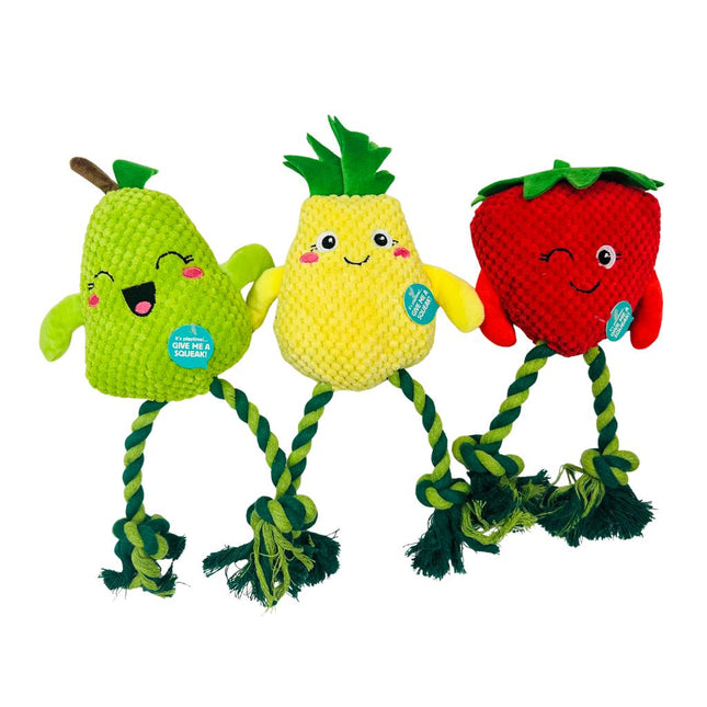 Fruity Plush Rope Toy - Pear, Pineapple or Strawberry