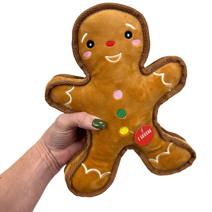 Strong Gingerbread Man Plush Dog Toy