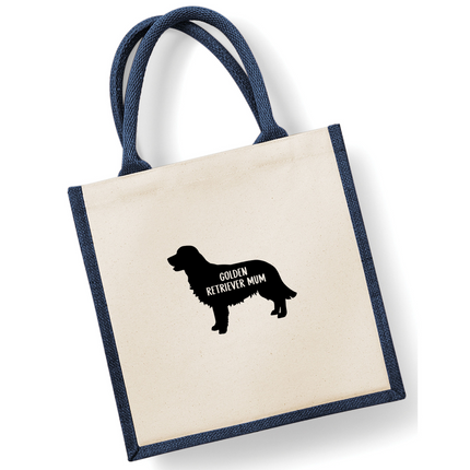 Dog Mum Jute Bag with your Dog Breed on -  in Pink or Navy - choose your dog breed.