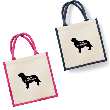 Dog Mum Jute Bag with your Dog Breed on -  in Pink or Navy - choose your dog breed.
