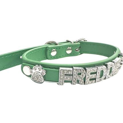Personalised PU Collar Green