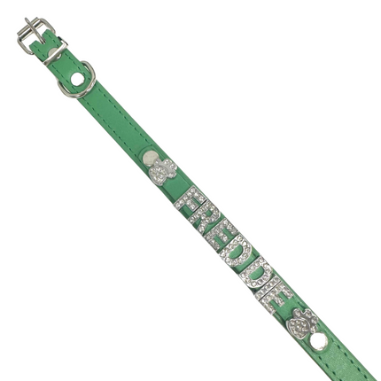Personalised PU Collar Green