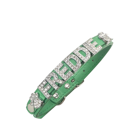 Personalised PU Collar Green