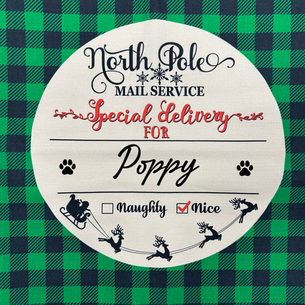 Personalised Green Checked Christmas Sack