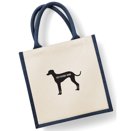 Dog Mum Jute Bag with your Dog Breed on -  in Pink or Navy - choose your dog breed.