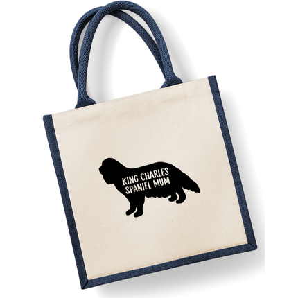 Dog Mum Jute Bag with your Dog Breed on -  in Pink or Navy - choose your dog breed.