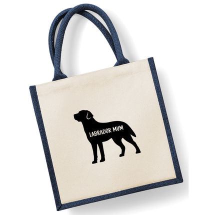 Dog Mum Jute Bag with your Dog Breed on -  in Pink or Navy - choose your dog breed.