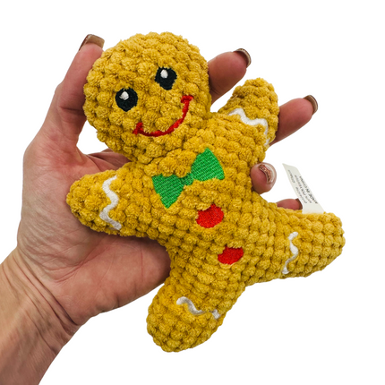 Mini Gingerbread Man Plush Dog Toy