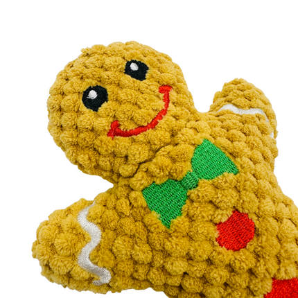 Mini Gingerbread Man Plush Dog Toy