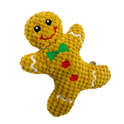 Mini Gingerbread Man Plush Dog Toy