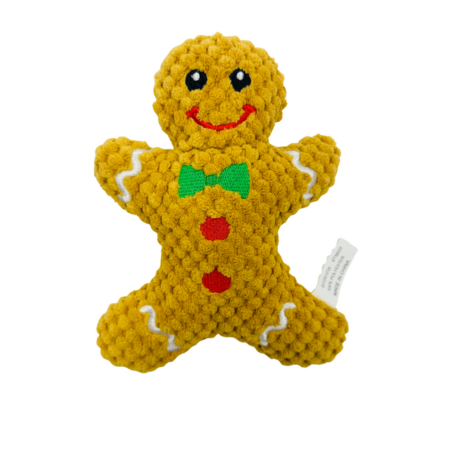 Mini Gingerbread Man Plush Dog Toy