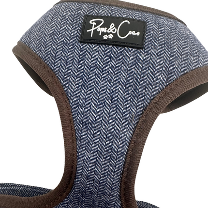 Luxury Tweed Fully Adjustable Harness in Country Blue