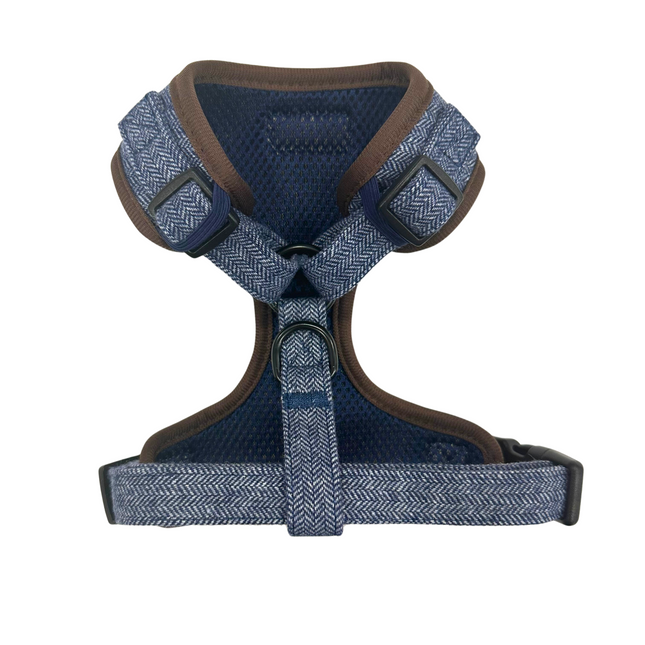 Luxury Tweed Fully Adjustable Harness in Country Blue