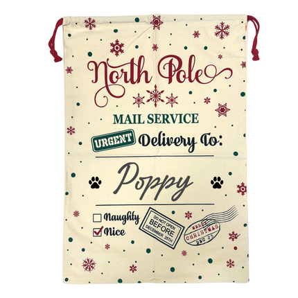 Personalised Cream Starry Christmas Sack