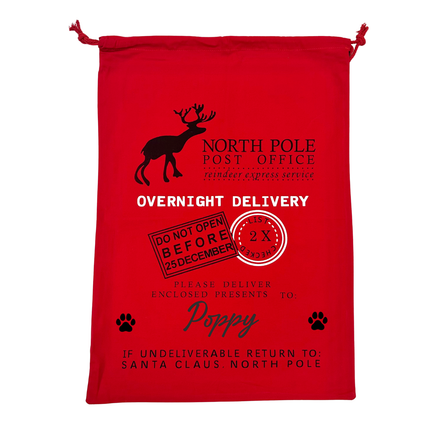 Personalised Plain Red Christmas Sack