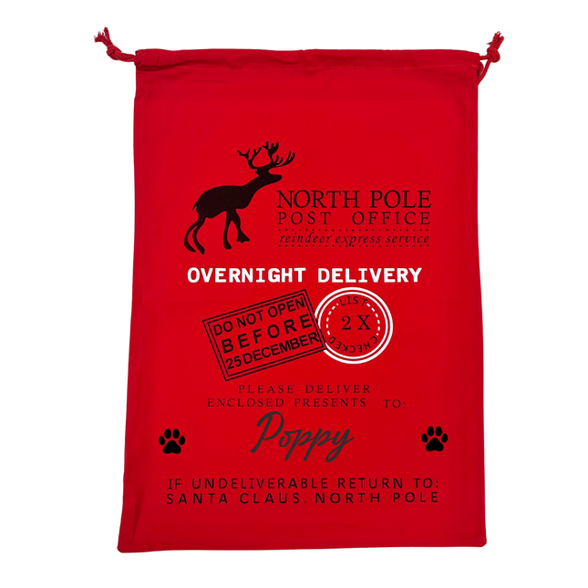 Personalised Plain Red Christmas Sack