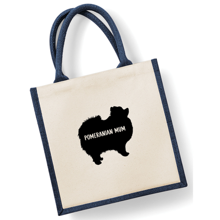 Dog Mum Jute Bag with your Dog Breed on -  in Pink or Navy - choose your dog breed.