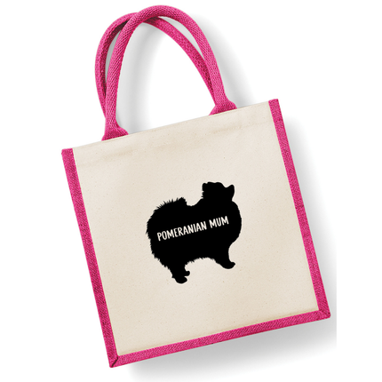 Dog Mum Jute Bag with your Dog Breed on -  in Pink or Navy - choose your dog breed.