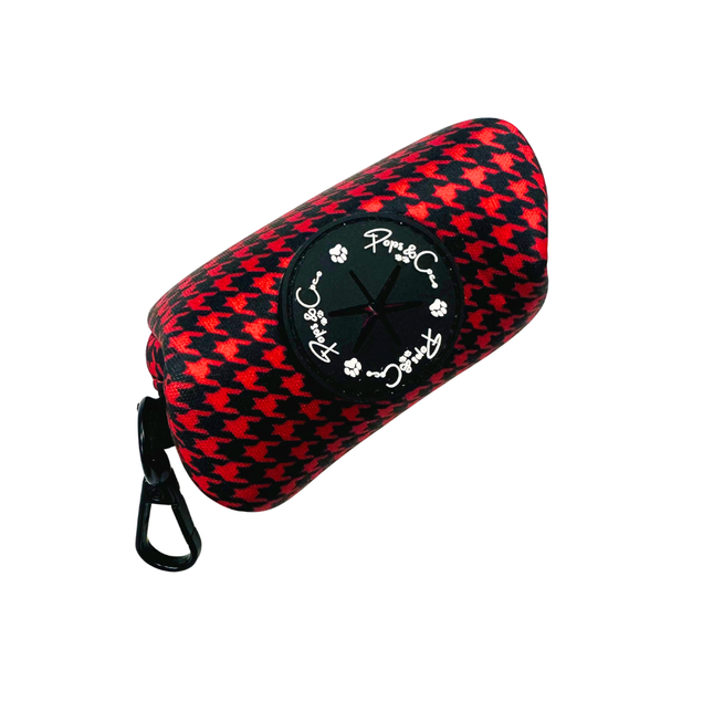 Red Houndstooth Poo Bag Dispenser