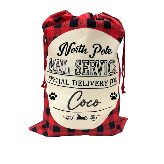 Personalised Red Checked Christmas Sack