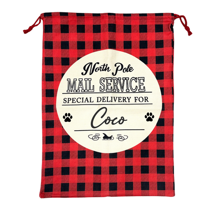 Personalised Red Checked Christmas Sack
