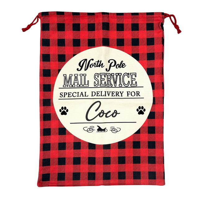 Personalised Red Checked Christmas Sack