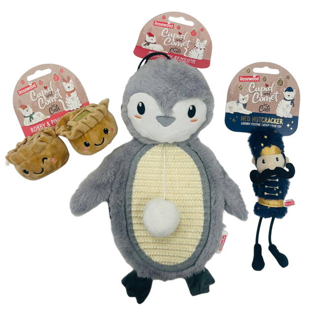Rosewood Cat And Kitten Christmas Catnip Ned Nutcracker Toy