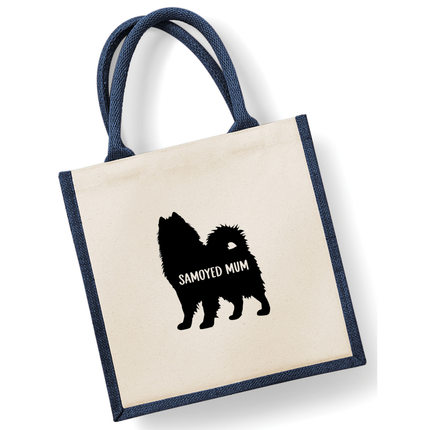 Dog Mum Jute Bag with your Dog Breed on -  in Pink or Navy - choose your dog breed.