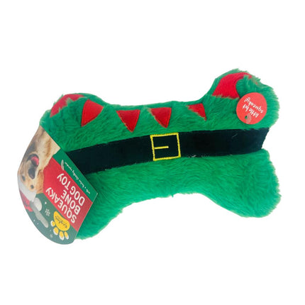 Festive Plush Christmas Bone Dog Toy
