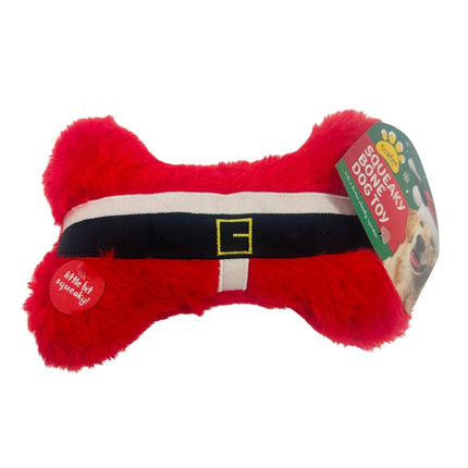 Festive Plush Christmas Bone Dog Toy