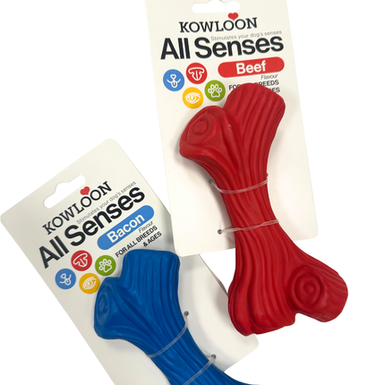 Kowloon Scented Chew Bone Shaped Toys For Medium And Large Dogs - Red Beef, Yellow Chicken Or Blue Bacon Smell