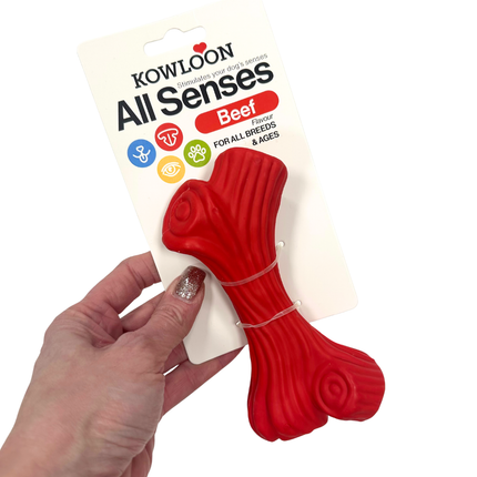 Kowloon Scented Chew Bone Shaped Toys For Medium And Large Dogs - Red Beef, Yellow Chicken Or Blue Bacon Smell