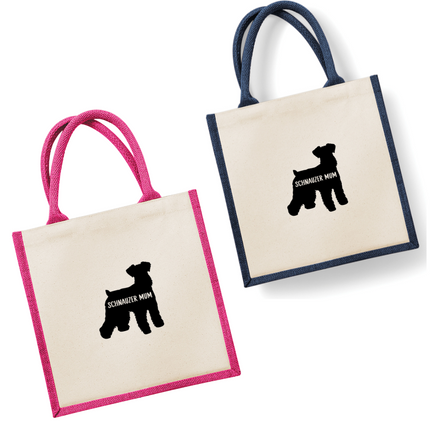 Dog Mum Jute Bag with your Dog Breed on -  in Pink or Navy - choose your dog breed.
