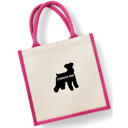 Dog Mum Jute Bag with your Dog Breed on -  in Pink or Navy - choose your dog breed.