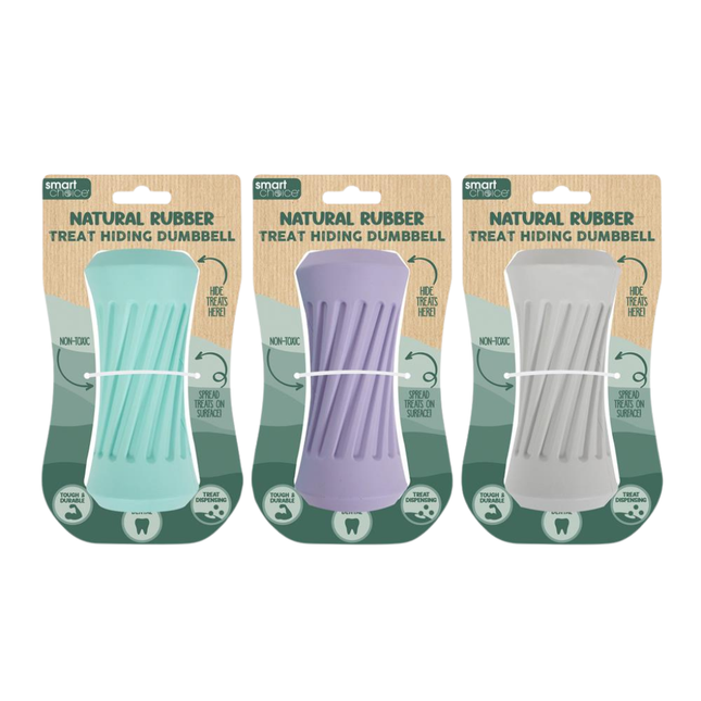 Natural Rubber Treat Hiding Dispenser Dumbbell