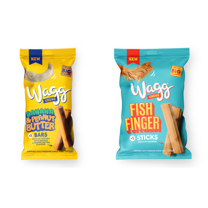 Wagg Chew Dog Treats - Banana & Peanut Butter Bars or Fish Finger Sticks