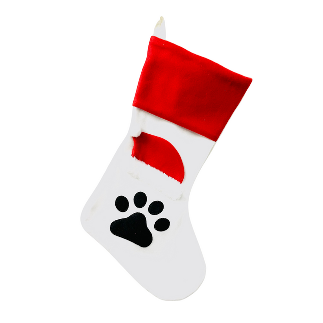 White Paw Print Stocking