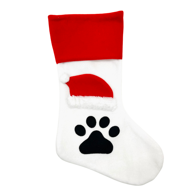 White Paw Print Stocking