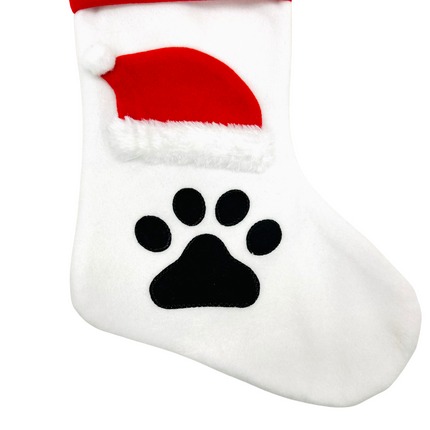 White Paw Print Stocking
