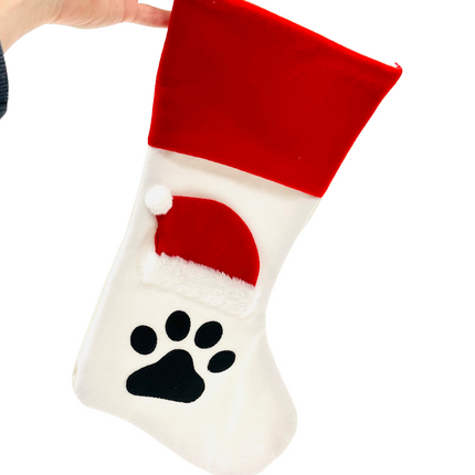 White Paw Print Stocking