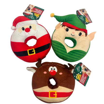 Christmas Doughnut Character Dog Toy