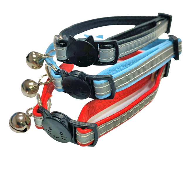 Cat Collar - PU Leather - Reflective