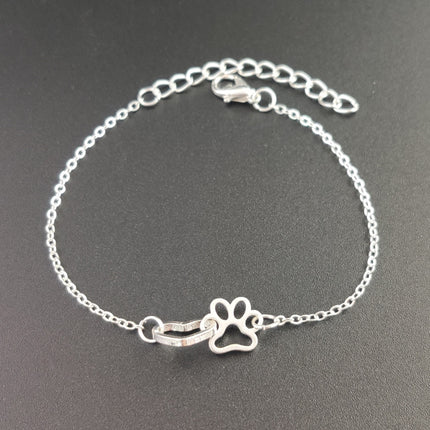 Silver Animal Paw Print Bracelet