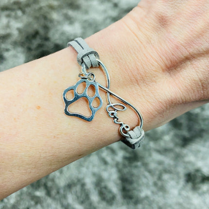 Love Paw Print Suedette Bracelet