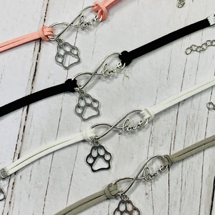Love Paw Print Suedette Bracelet