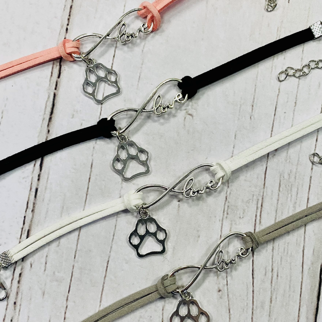 Love Paw Print Suedette Bracelet